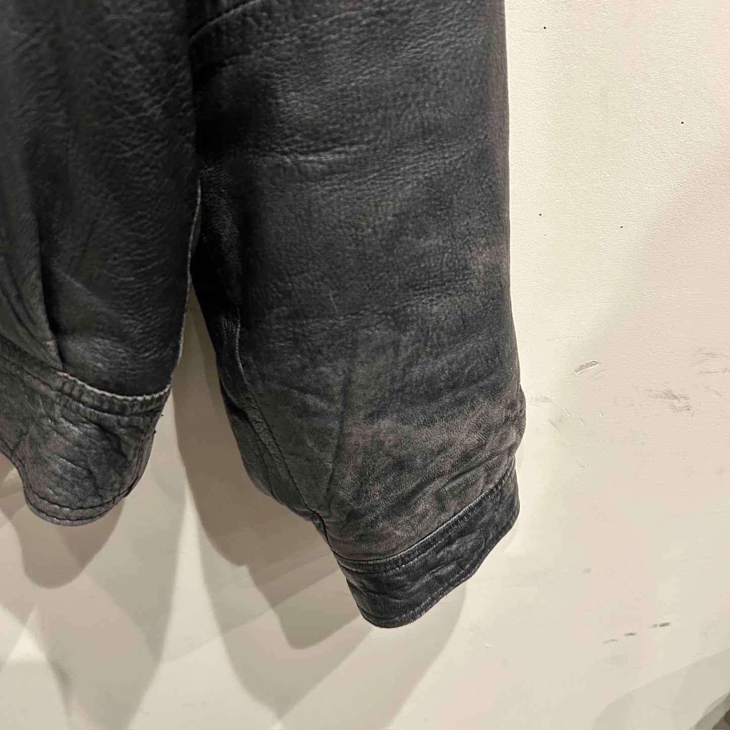 90's~ JOHN ASHFORD leather jacket レザー ジャケット フード付き ブラック (M)/B1397J-SO