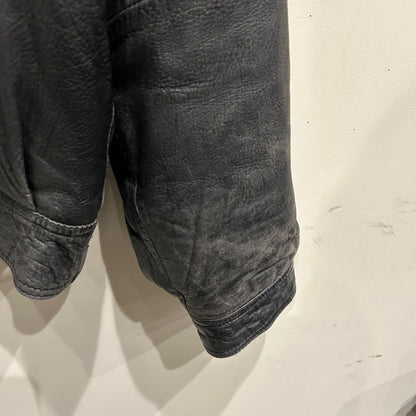 90's~ JOHN ASHFORD leather jacket レザー ジャケット フード付き ブラック (M)/B1397J-SO