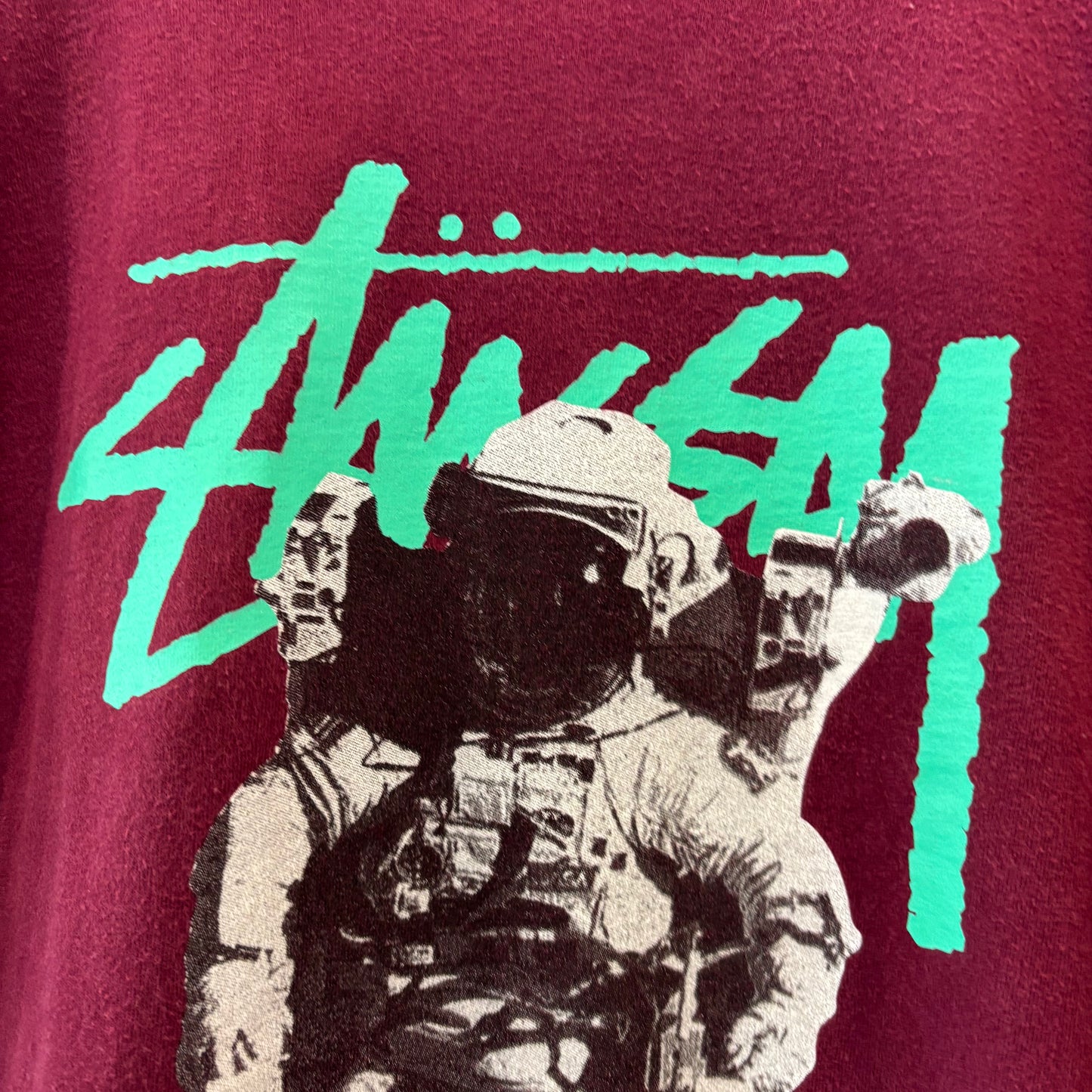 00's Stussy ステューシー Interglactic Roots Crew 宇宙飛行士Tシャツ バーガンディ (L)/B2089T-SO
