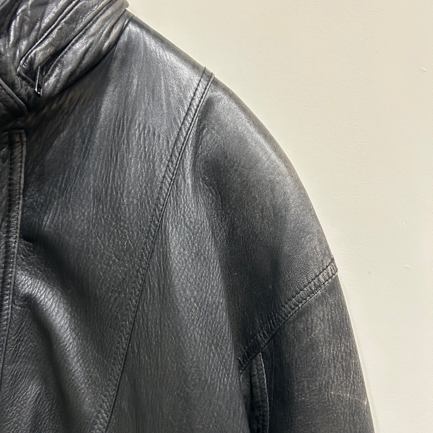 90's~ JOHN ASHFORD leather jacket レザー ジャケット フード付き ブラック (M)/B1397J-SO