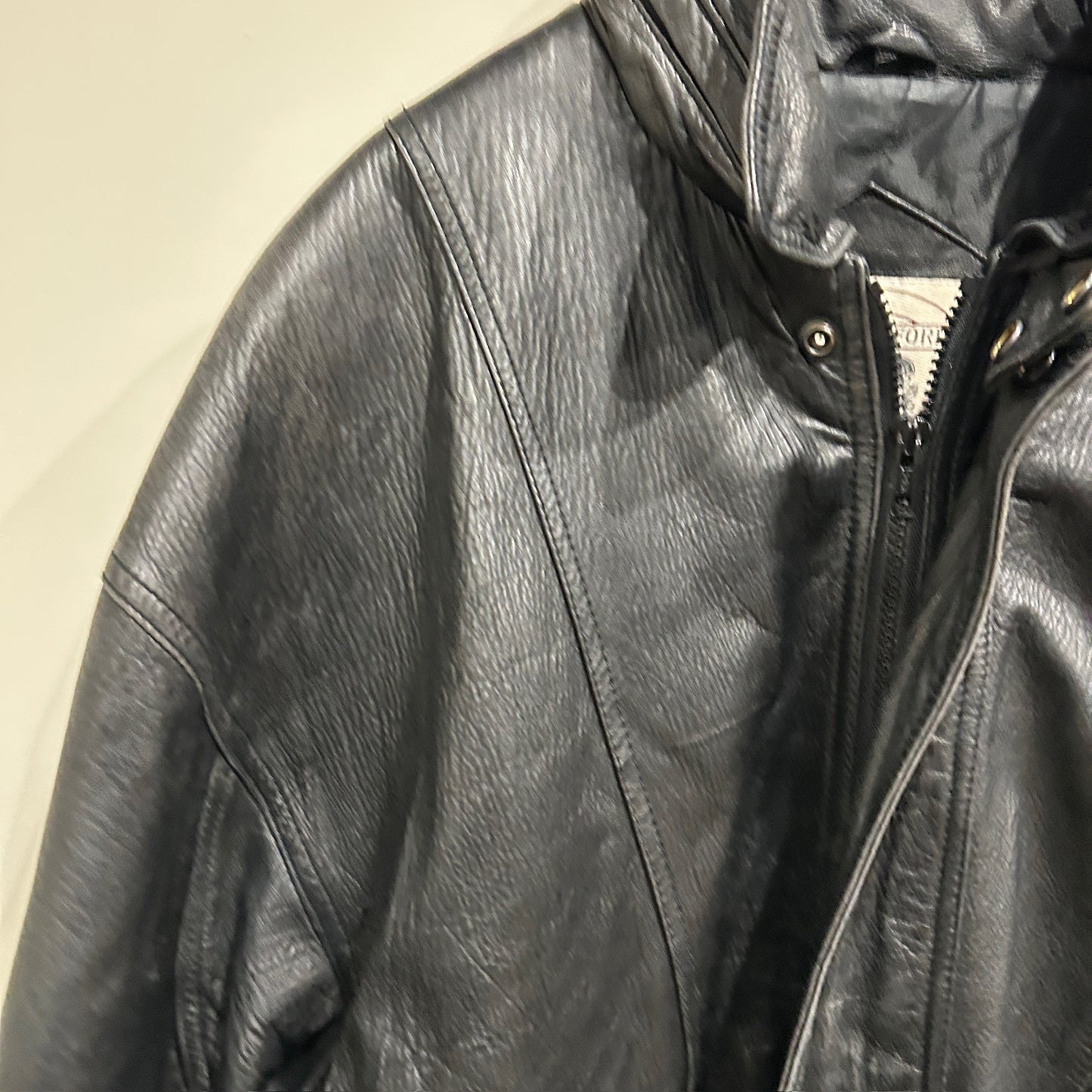 90's~ JOHN ASHFORD leather jacket レザー ジャケット フード付き ブラック (M)/B1397J-SO