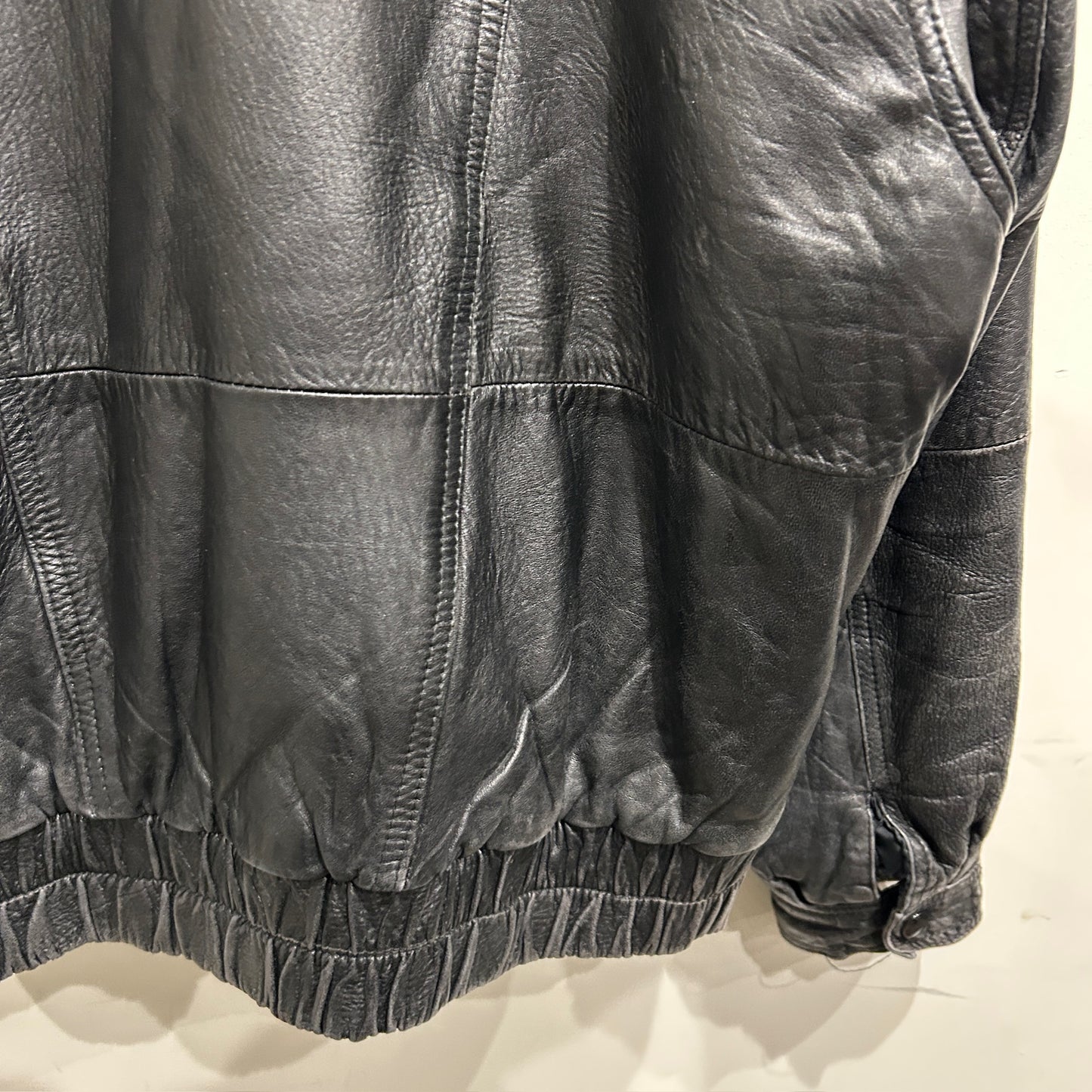 90's~ JOHN ASHFORD leather jacket レザー ジャケット フード付き ブラック (M)/B1397J-SO