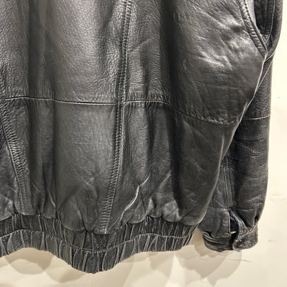 90's~ JOHN ASHFORD leather jacket レザー ジャケット フード付き ブラック (M)/B1397J-SO