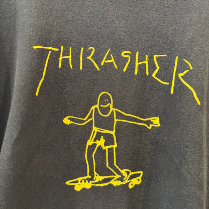 00's Thrasher スラッシャー ゴンズ スケーターアートTシャツ 黒 (XL)/C1090T-SO