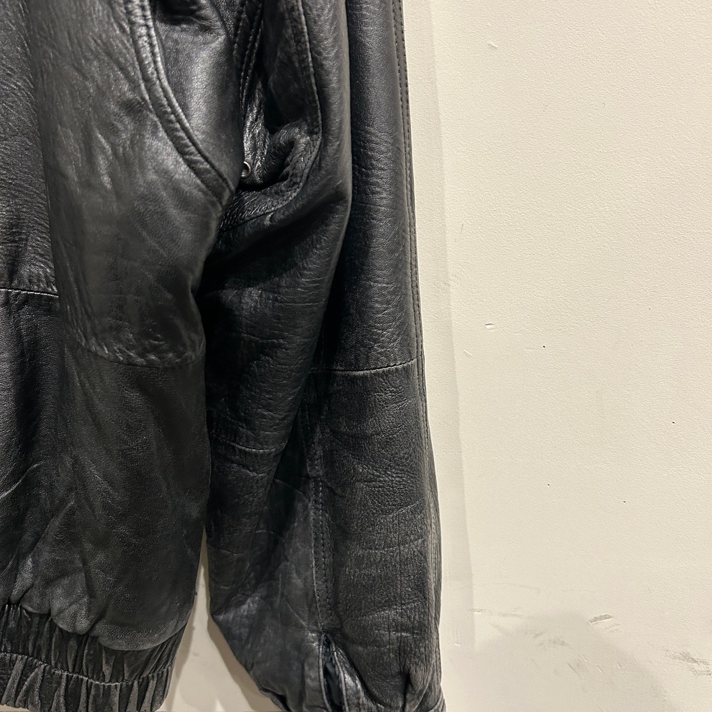 90's~ JOHN ASHFORD leather jacket レザー ジャケット フード付き ブラック (M)/B1397J-SO