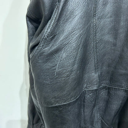 90's~ JOHN ASHFORD leather jacket レザー ジャケット フード付き ブラック (M)/B1397J-SO