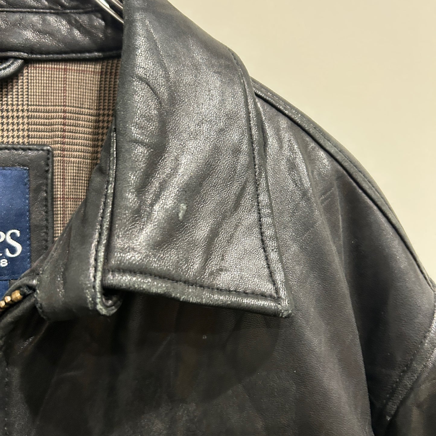 00's CHAPS leather jacket チャップス レザー ジャケット ブラック (M)/A8867J-SO