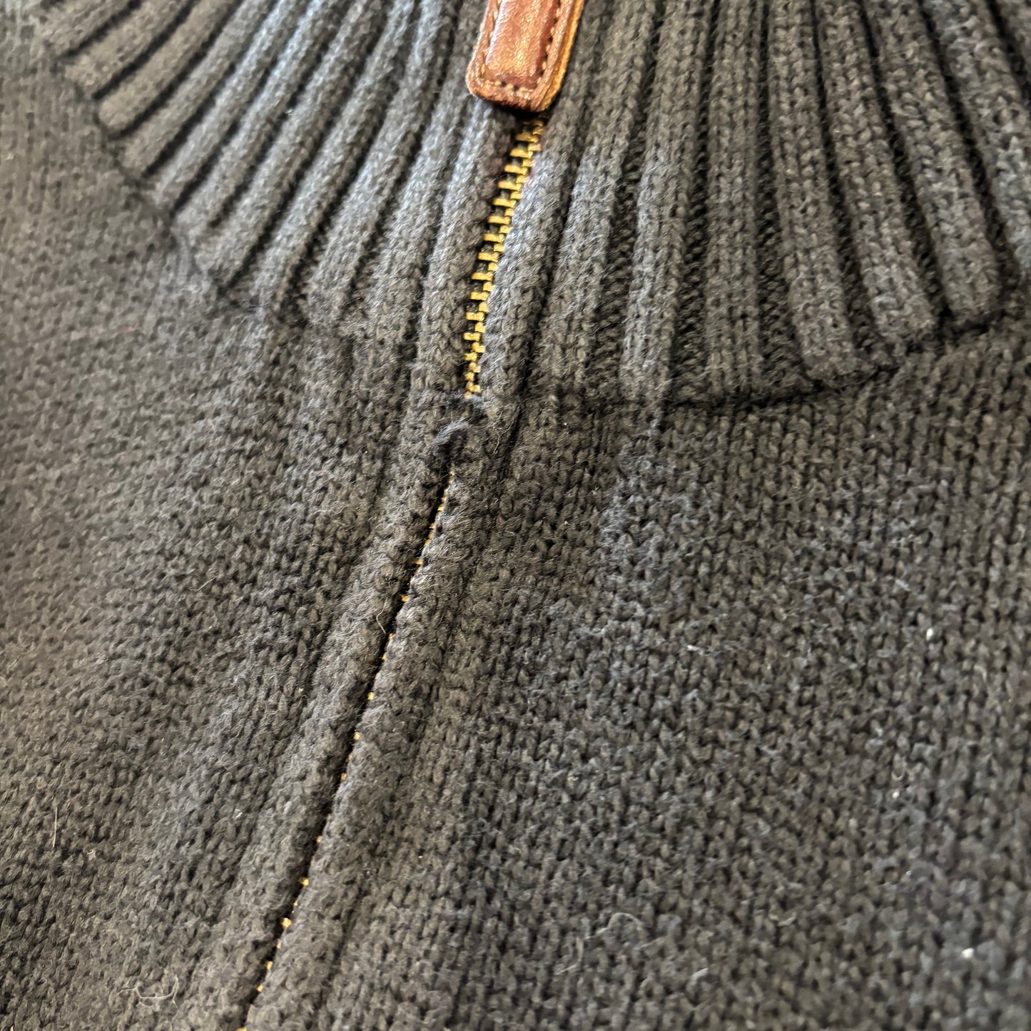 00's  RALPH LAUREN   ハーフジップ  コットンニット  黒 L /A7603K-SO