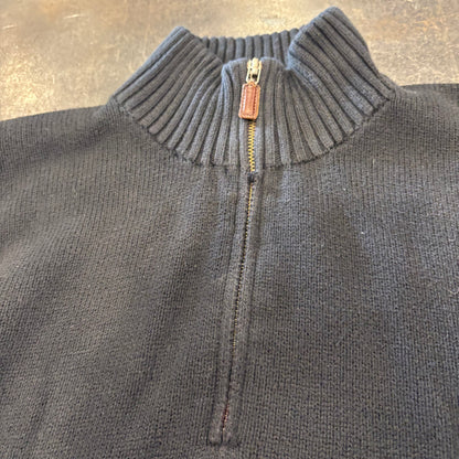 00's  RALPH LAUREN   ハーフジップ  コットンニット  黒 L /A7603K-SO
