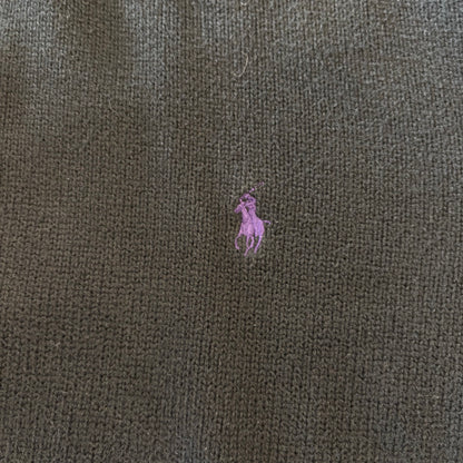 00's  RALPH LAUREN   ハーフジップ  コットンニット  黒 L /A7603K-SO
