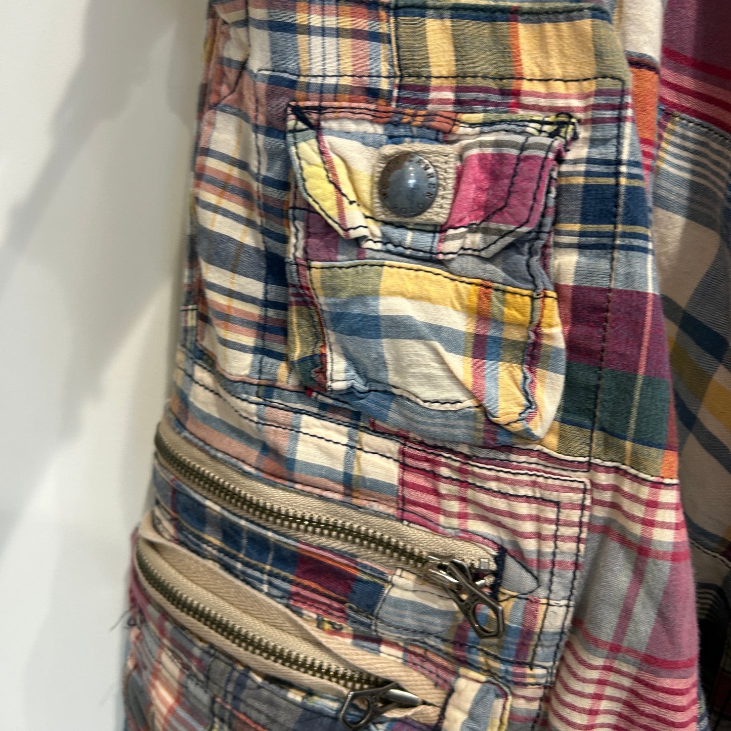 00's Polo by Ralph Lauren ラルフローレン パッチワーク ギミックショートパンツ 白青桃黄 (w35)/B0797P-SO