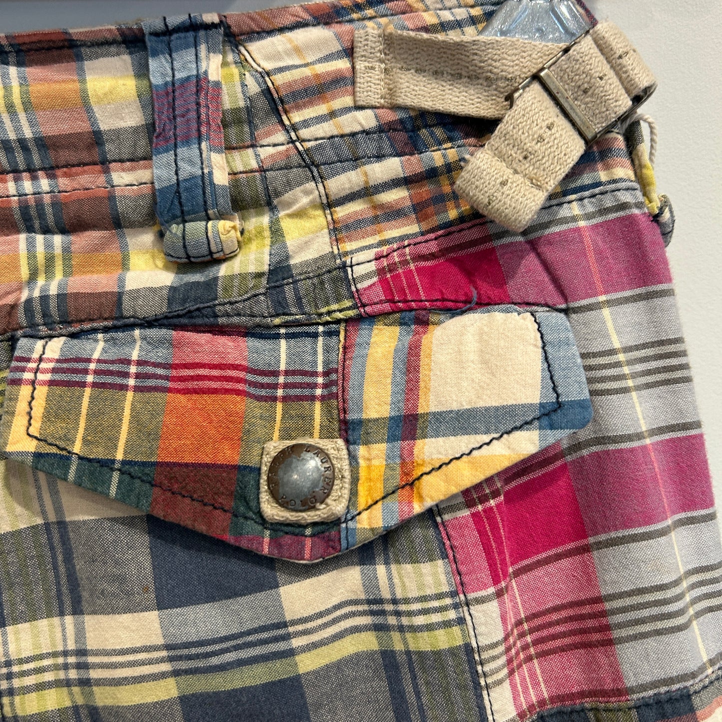 00's Polo by Ralph Lauren ラルフローレン パッチワーク ギミックショートパンツ 白青桃黄 (w35)/B0797P-SO
