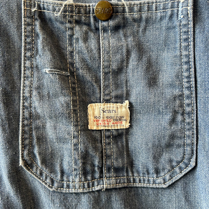 60's Sears シアーズ バットダイデニムカバーオール 裏地無し (40)/C1628J-SO