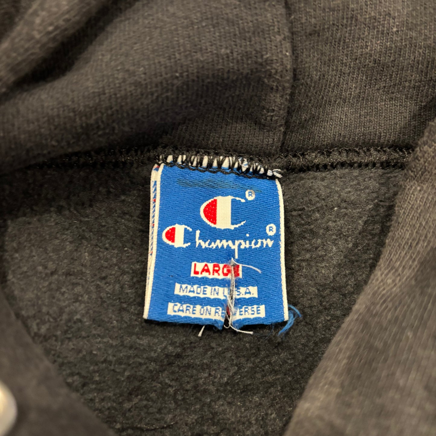 90's Champion チャンピオン 刺繍 スウェット フーディー ブラック (L) /B3003S-SO