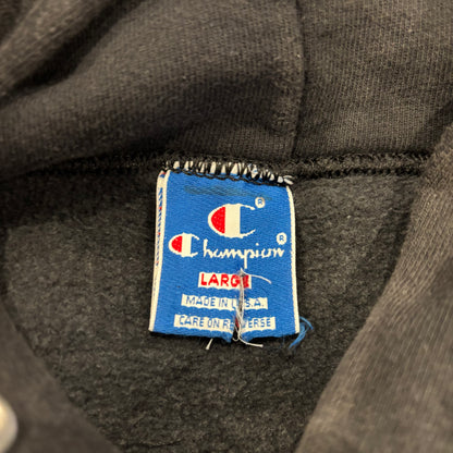 90's Champion チャンピオン 刺繍 スウェット フーディー ブラック (L) /B3003S-SO