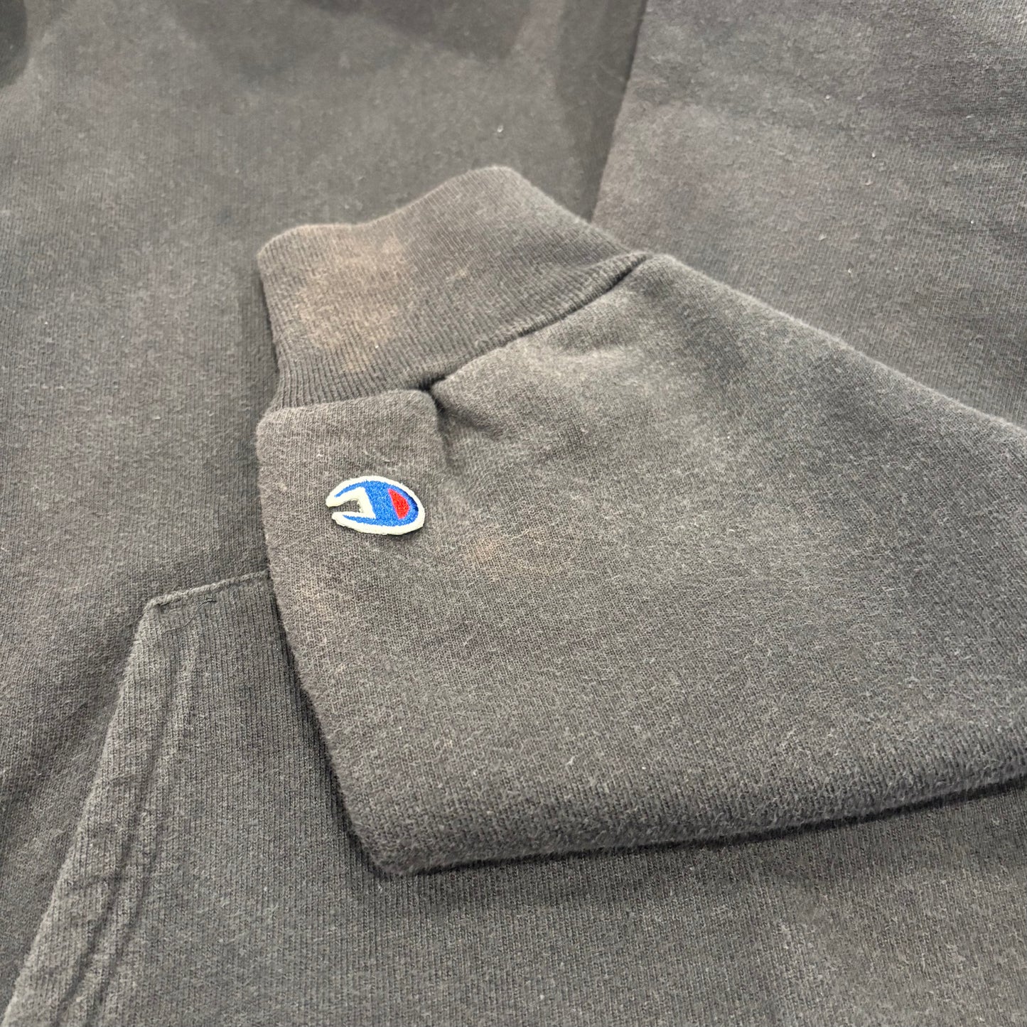 90's Champion チャンピオン 刺繍 スウェット フーディー ブラック (L) /B3003S-SO