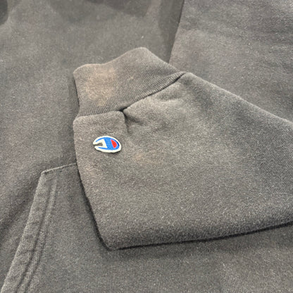 90's Champion チャンピオン 刺繍 スウェット フーディー ブラック (L) /B3003S-SO