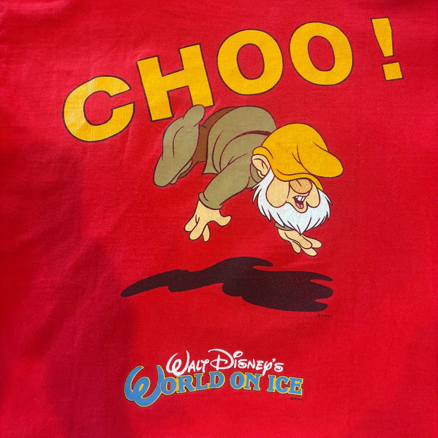 90's FRUIT OF THE LOOM Disney On Ice キャラクターTシャツ 赤(XL)/B3946T-SO