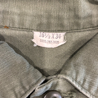 70's US ARMY ユーティリティーシャツ OG 107 ミリタリー カーキ (L)/A7732SH-SO