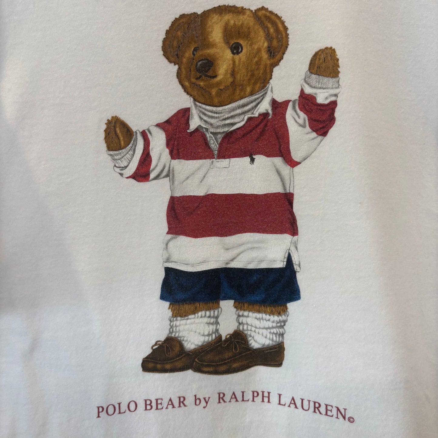 90's  POLO SPORT ラルフローレン ポロベアTシャツ白(L)/B3948T-SO