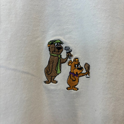 90's ONEITA Yogi Bear ヨギ・ベア 刺繍キャラクターTシャツ アイボリー(XL)/B3949T-SO