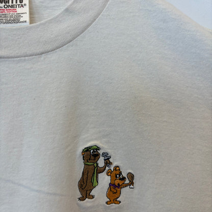 90's ONEITA Yogi Bear ヨギ・ベア 刺繍キャラクターTシャツ アイボリー(XL)/B3949T-SO