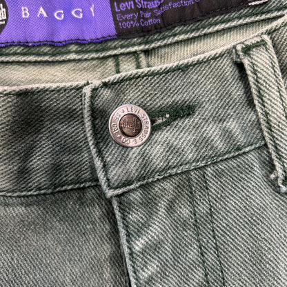 90's Levi's Silver Tab シルバータブ"BAGGY" デニムパンツ グリーン(34×30)/B1914P-SO
