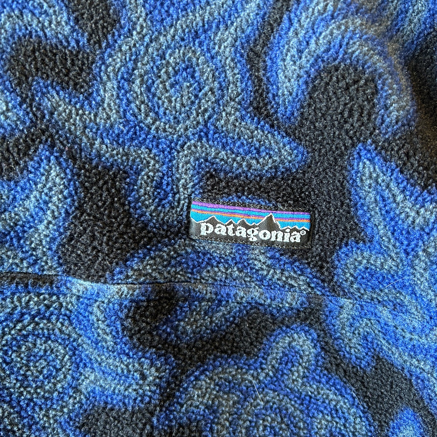 90's Patagonia パタゴニア "Zen Turtle" ゼンタートル スナップT フリースプルオーバー 青黒(M)/A9734F-SO