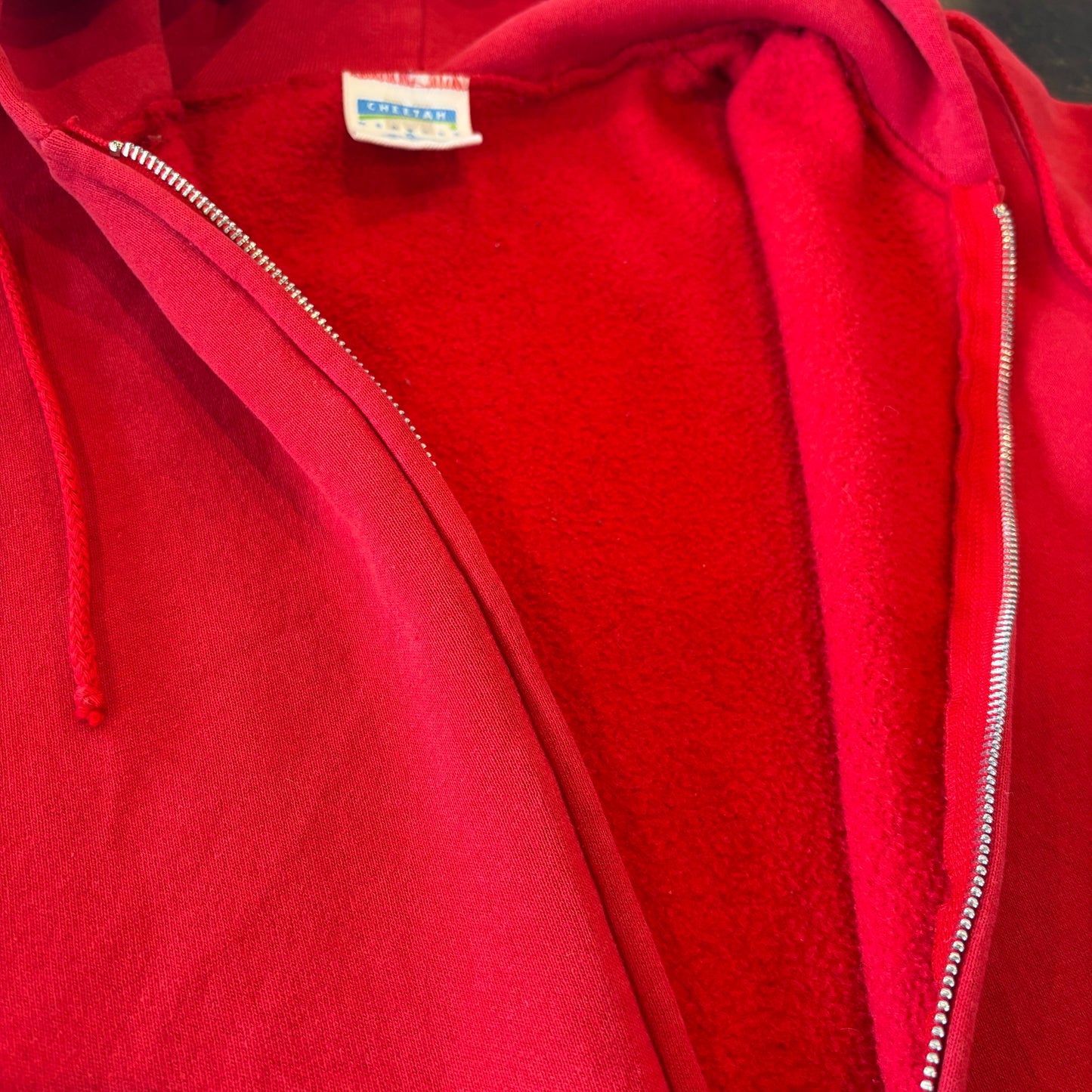 90's CHEETAH 無地 スウェット ジップフーディー 赤 (XL) /B3463S-SO