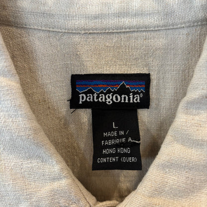 90's Patagonia パタゴニア 長袖リネンコットンワークシャツ アイボリー(L)/B3697S-SO