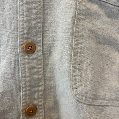 90's Patagonia パタゴニア 長袖リネンコットンワークシャツ アイボリー(L)/B3697S-SO
