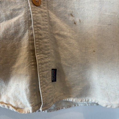 90's Patagonia パタゴニア 長袖リネンコットンワークシャツ アイボリー(L)/B3697S-SO