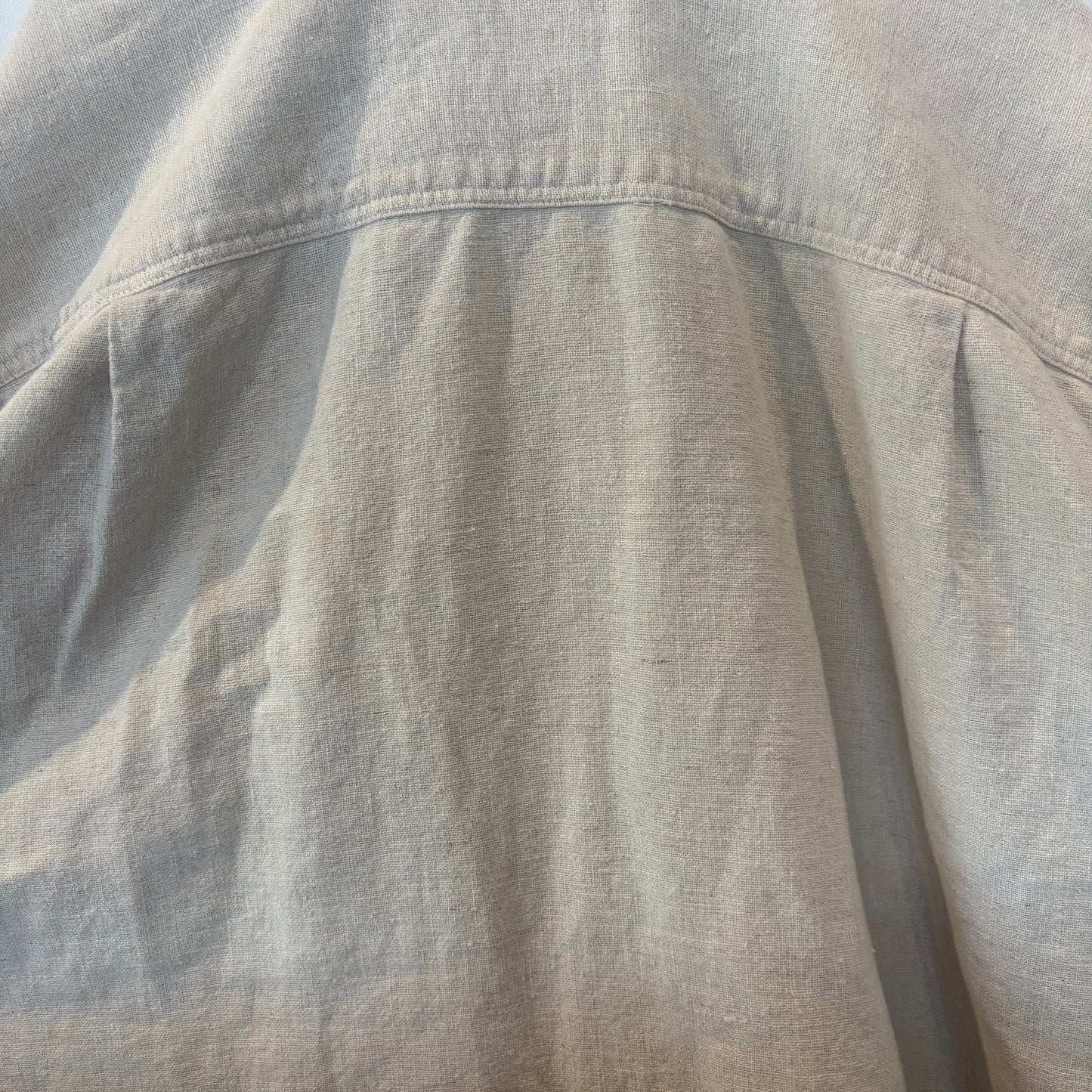 90's Patagonia パタゴニア 長袖リネンコットンワークシャツ アイボリー(L)/B3697S-SO