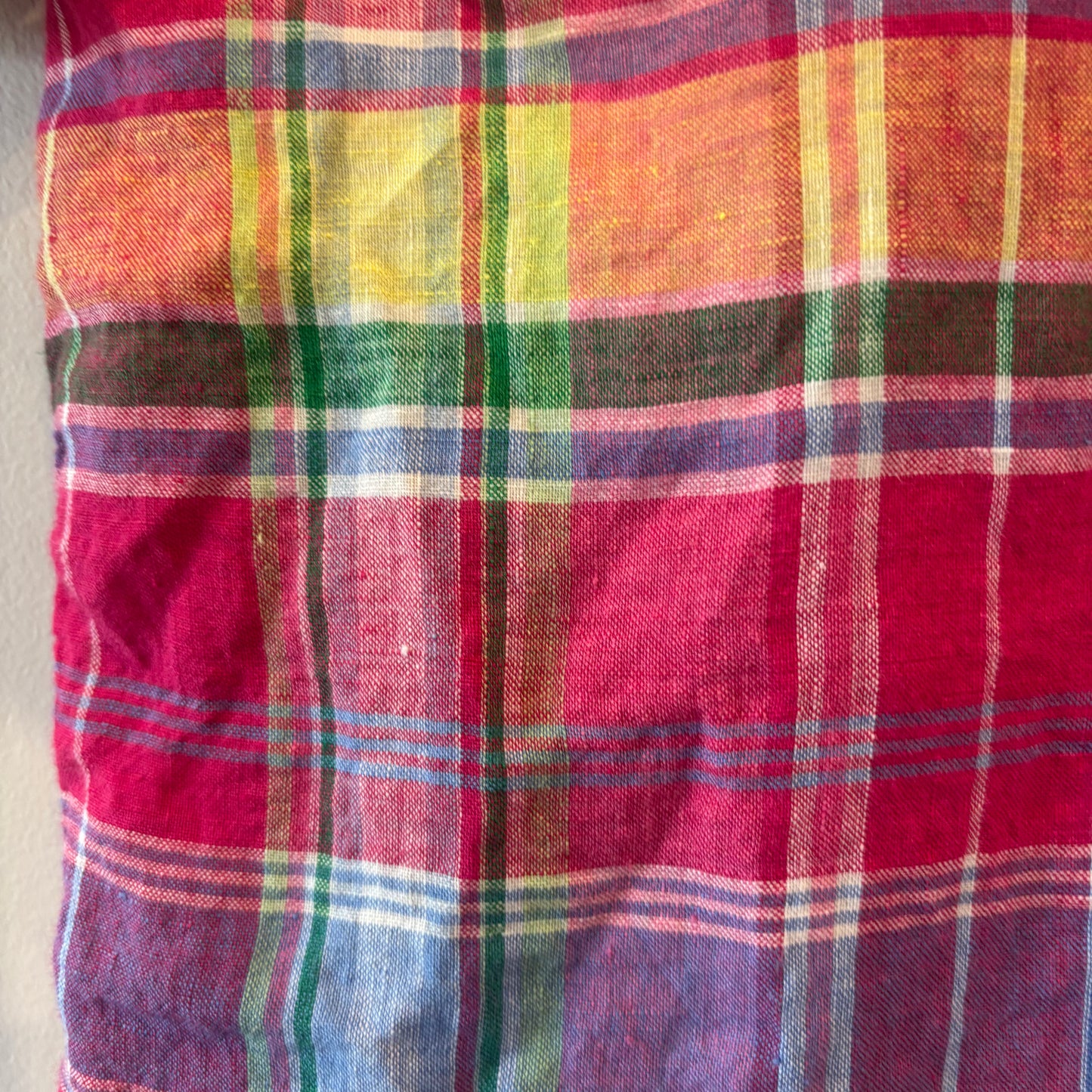 00's Ralph Lauren ラルフローレン マドラスチェック柄 リネンシャツ ピンク (XL) C1277SH-SO