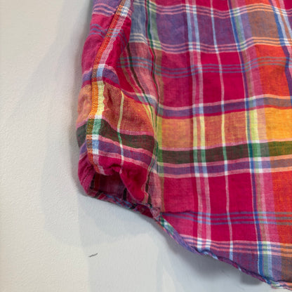 00's Ralph Lauren ラルフローレン マドラスチェック柄 リネンシャツ ピンク (XL) C1277SH-SO
