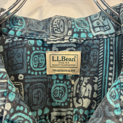 00's L.L.Bean エルエルビーン 総柄 トロピック オープンカラーシャツ 青系 (サイズ不明) B3684SH-SO