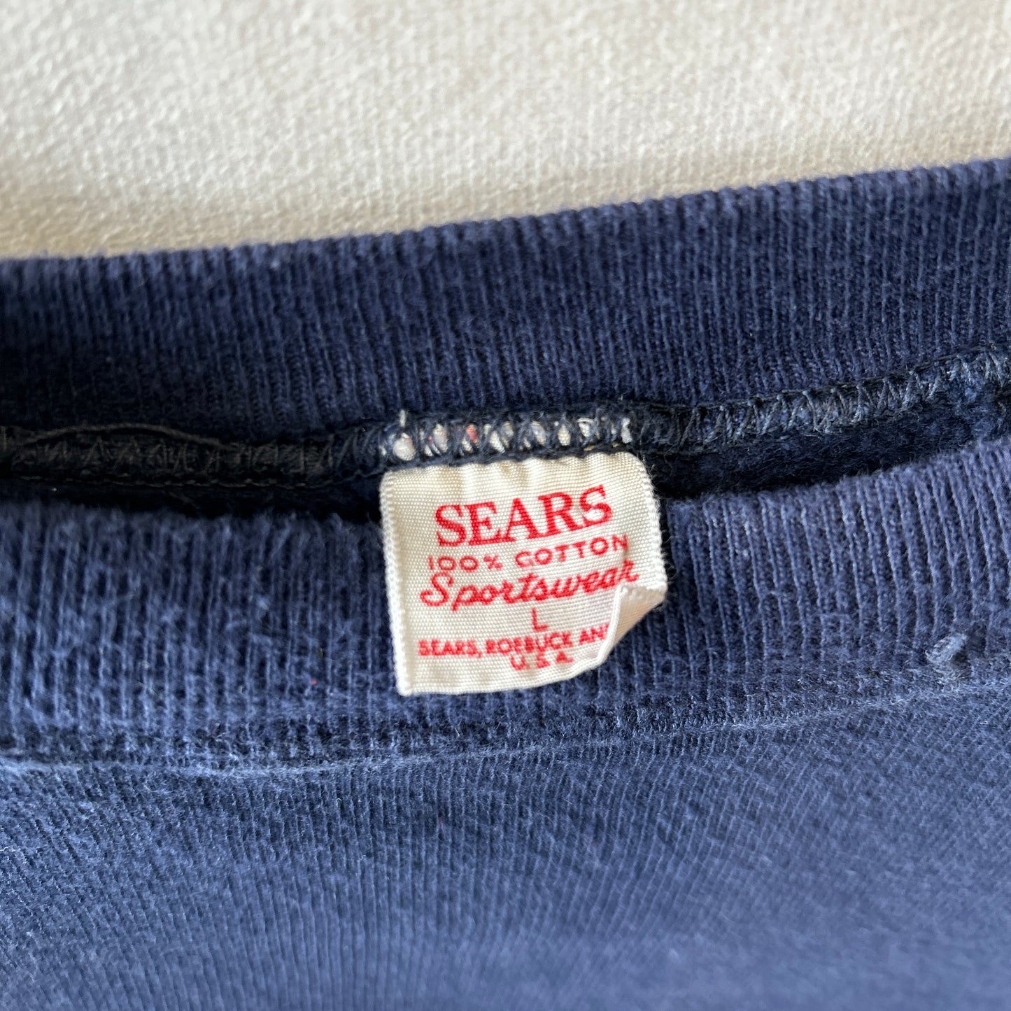 60's Sears シアーズ ブランクスウェット ラグラン 綿100 ネイビー(L)/AA5833S-SO