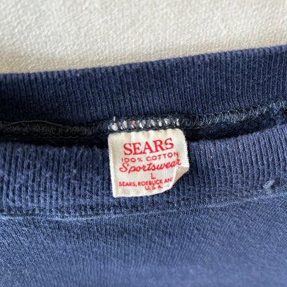 60's Sears シアーズ ブランクスウェット ラグラン 綿100 ネイビー(L)/AA5833S-SO