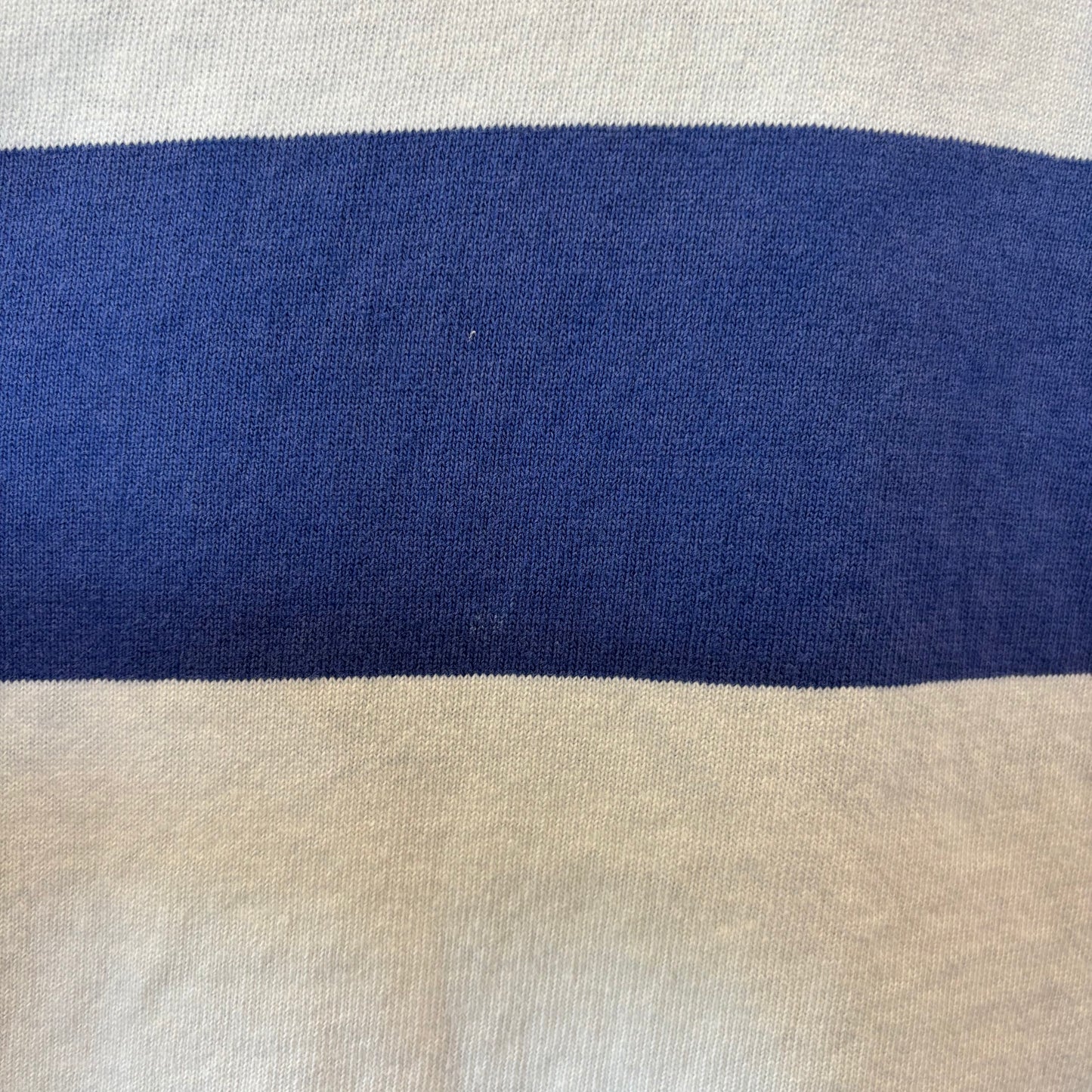 00's Ralph Lauren ラルフローレン 襟シャンブレー ボーダー ラガーシャツ ポロシャツ 青白 (L) B3693T-SO
