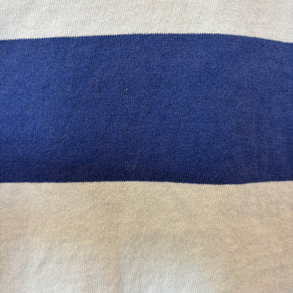 00's Ralph Lauren ラルフローレン 襟シャンブレー ボーダー ラガーシャツ ポロシャツ 青白 (L) B3693T-SO