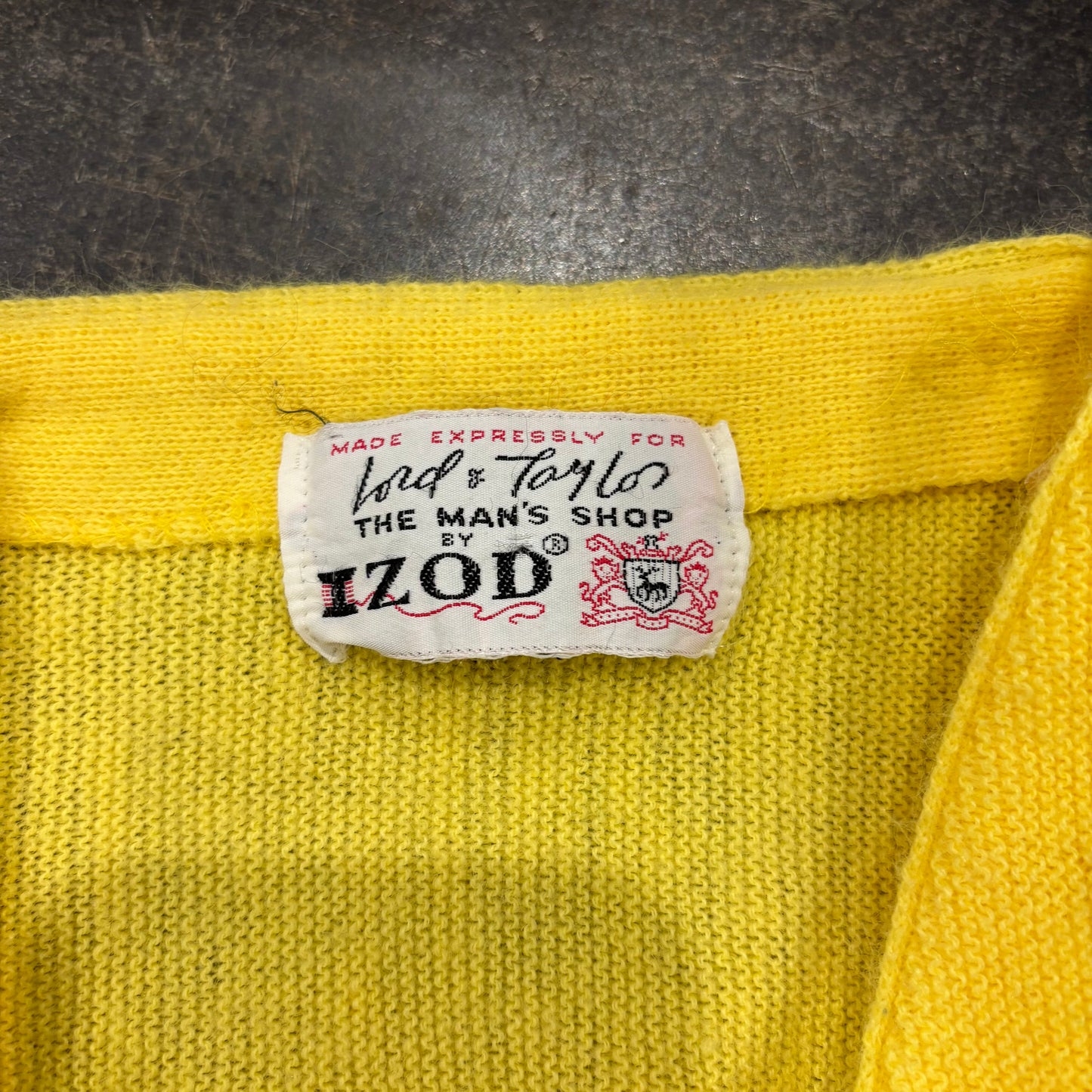 70's IZOD アクリルカーディガン イエロー (M)/B0421J-SO