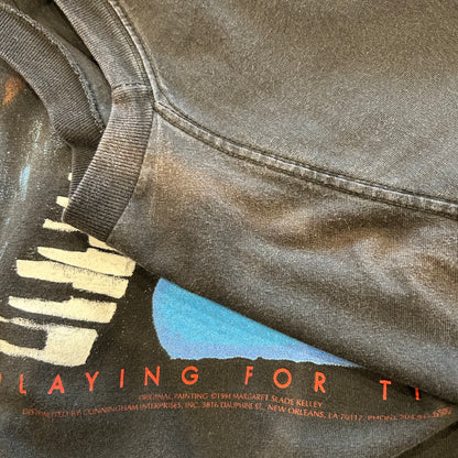 90's "PLAYING FOR TIPS" by Margaret Slade Kelley アートTシャツ JAZZ 黒/B2284T-SO