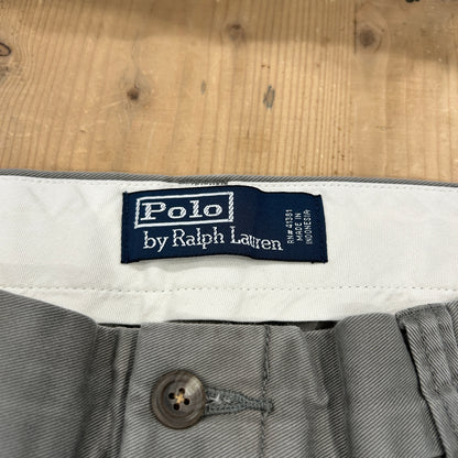 00's Polo Ralph Lauren twill pants ポロ ラルフローレン 雉 刺繍 パンツ グレー (36L)/B1457P-SO