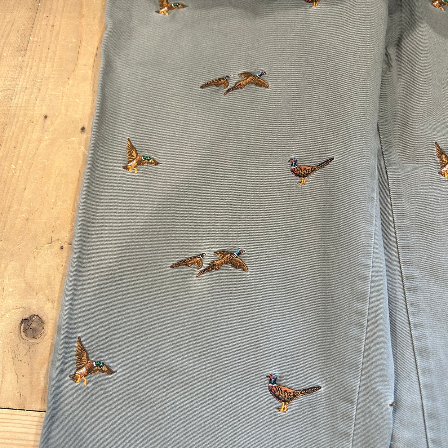 00's Polo Ralph Lauren twill pants ポロ ラルフローレン 雉 刺繍 パンツ グレー (36L)/B1457P-SO