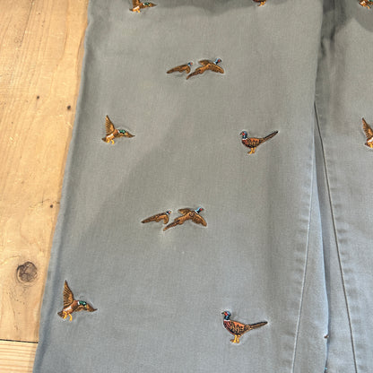 00's Polo Ralph Lauren twill pants ポロ ラルフローレン 雉 刺繍 パンツ グレー (36L)/B1457P-SO