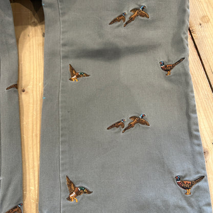 00's Polo Ralph Lauren twill pants ポロ ラルフローレン 雉 刺繍 パンツ グレー (36L)/B1457P-SO