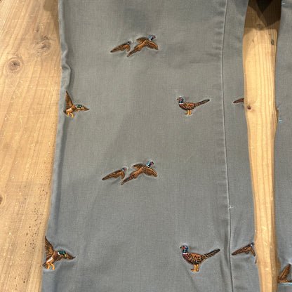 00's Polo Ralph Lauren twill pants ポロ ラルフローレン 雉 刺繍 パンツ グレー (36L)/B1457P-SO