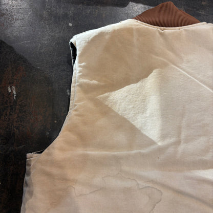 90's Carhartt work vest ダック ワーク ベスト 腰ゴム ベージュ(L)/A6707V-SO