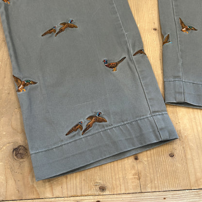 00's Polo Ralph Lauren twill pants ポロ ラルフローレン 雉 刺繍 パンツ グレー (36L)/B1457P-SO