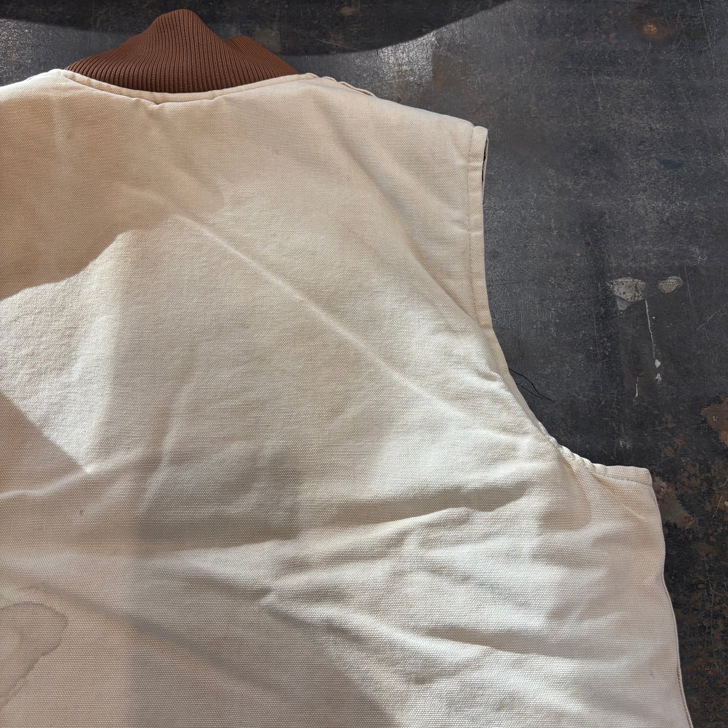 90's Carhartt work vest ダック ワーク ベスト 腰ゴム ベージュ(L)/A6707V-SO